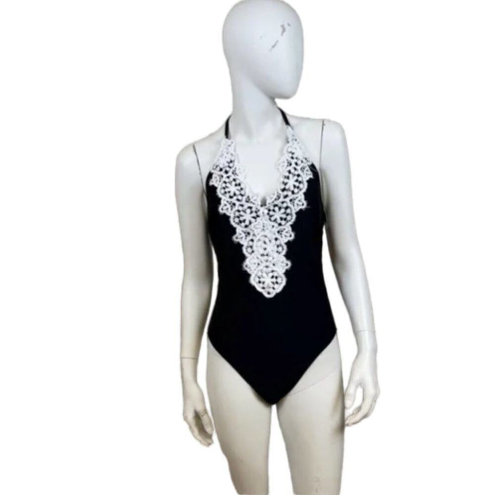 Blooming Jelly Vintage Lace Black Swimsuit || XL